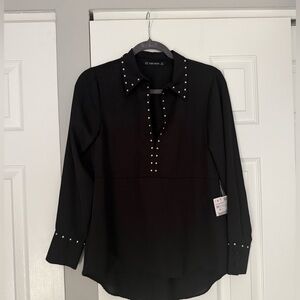 NWT Zara Black Studded Button Down Shirt